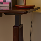 Modern Wooden Pedestal Standing Desk With Raised Shelf For Home Office