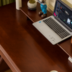 Modern Wooden Pedestal Standing Desk With Raised Shelf For Home Office