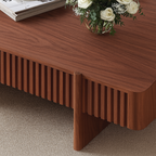Modern Wooden Rectangular Coffee Table With Fluted Detail For Living Room