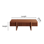 Modern Wooden Rectangular Coffee Table With Fluted Detail For Living Room