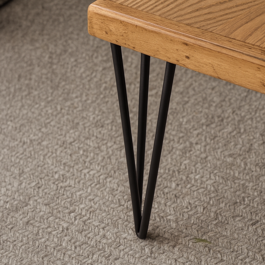 Modern Wooden Rectangular Coffee Table With Hairpin Legs For Living Room