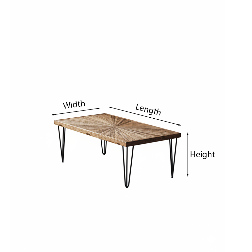 Modern Wooden Rectangular Coffee Table With Hairpin Legs For Living Room