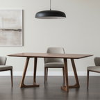 Modern Wooden Rectangular Dining Table With Angled Pedestal Base For Dining Room