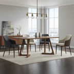 Modern Wooden Rectangular Dining Table With Angled Pedestal Base For Dining Room