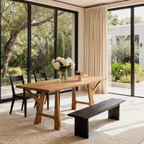 Modern Wooden Rectangular Dining Table With Angled Trestle Legs For Dining Room