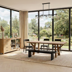 Modern Wooden Rectangular Dining Table With Angled Trestle Legs For Dining Room