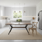 Modern Wooden Rectangular Dining Table With Metal Cross Legs For Dining Room