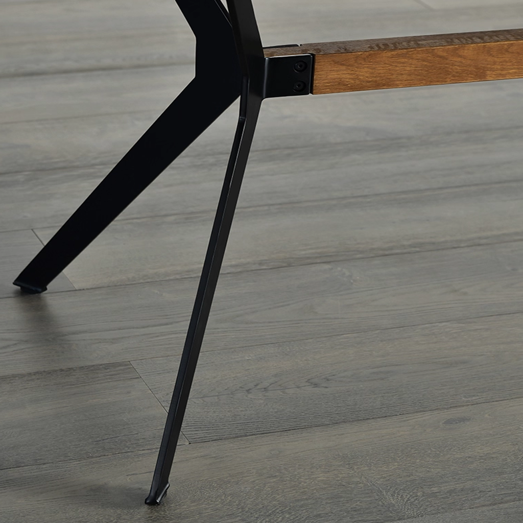 Modern Wooden Rectangular Dining Table With Metal Cross Legs For Dining Room