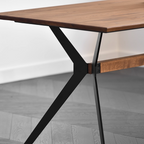 Modern Wooden Rectangular Dining Table With Metal Cross Legs For Dining Room