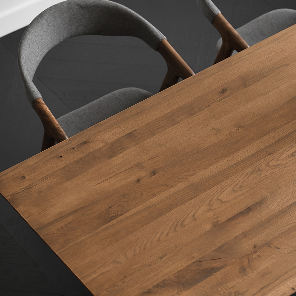 Modern Wooden Rectangular Dining Table With Metal Cross Legs For Dining Room