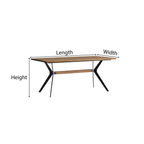 Modern Wooden Rectangular Dining Table With Metal Cross Legs For Dining Room