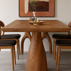 Modern Wooden Rectangular Dining Table With Sculpted Pedestal Legs For Dining Room