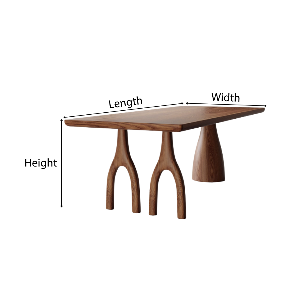 Modern Wooden Rectangular Dining Table With Sculpted Pedestal Legs For Dining Room