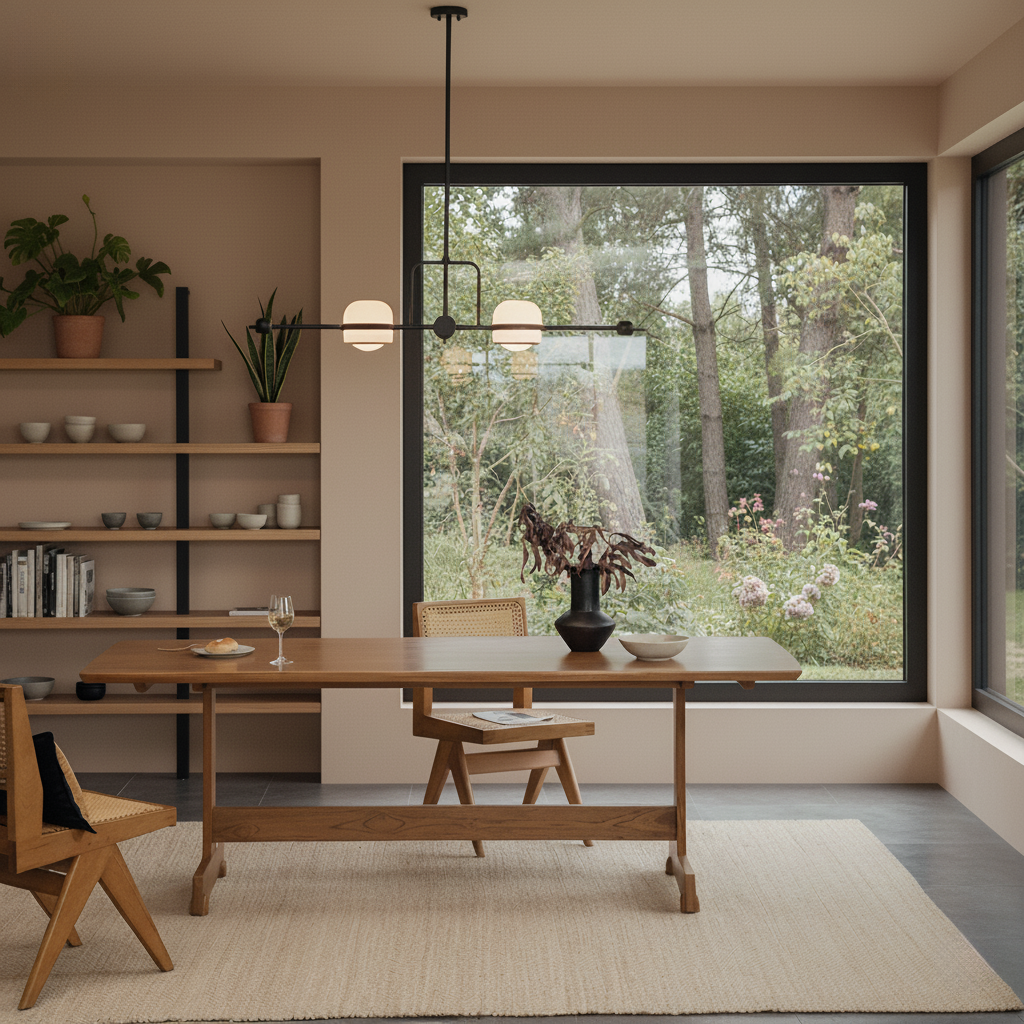 Modern Wooden Rectangular Dining Table With Stretcher Base For Dining Room