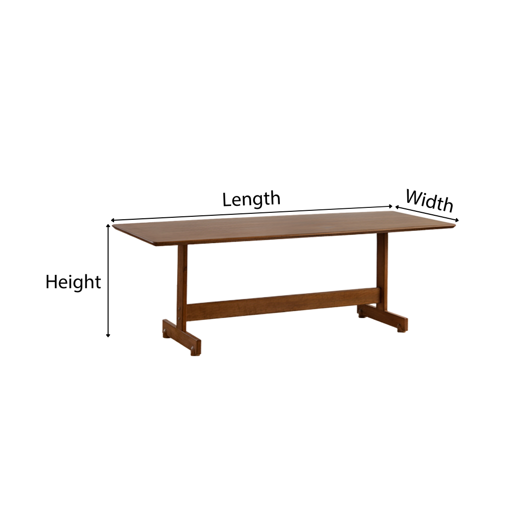 Modern Wooden Rectangular Dining Table With Stretcher Base For Dining Room