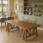 Modern Wooden Rectangular Dining Table With Trestle Base For Dining Room