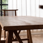 Modern Wooden Rectangular Dining Table With Trestle Base For Dining Room