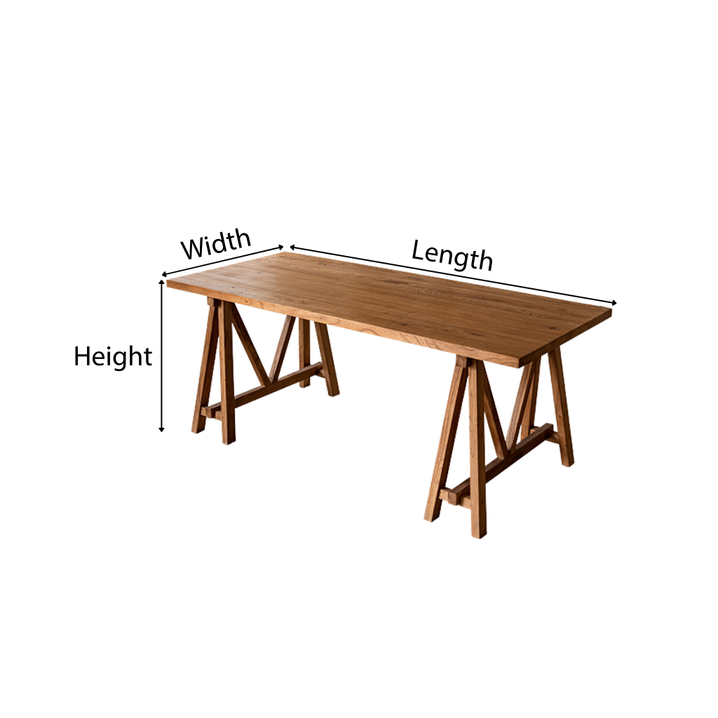Modern Wooden Rectangular Dining Table With Trestle Base For Dining Room