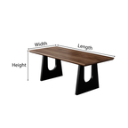 Modern Wooden Rectangular Dining Table With U Shaped Metal Base For Dining Room
