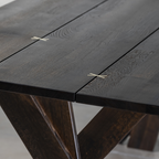 Modern Wooden Rectangular Dining Table With X Metal Legs For Dining Room