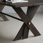 Modern Wooden Rectangular Dining Table With X Metal Legs For Dining Room
