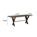 Modern Wooden Rectangular Dining Table With X Metal Legs For Dining Room