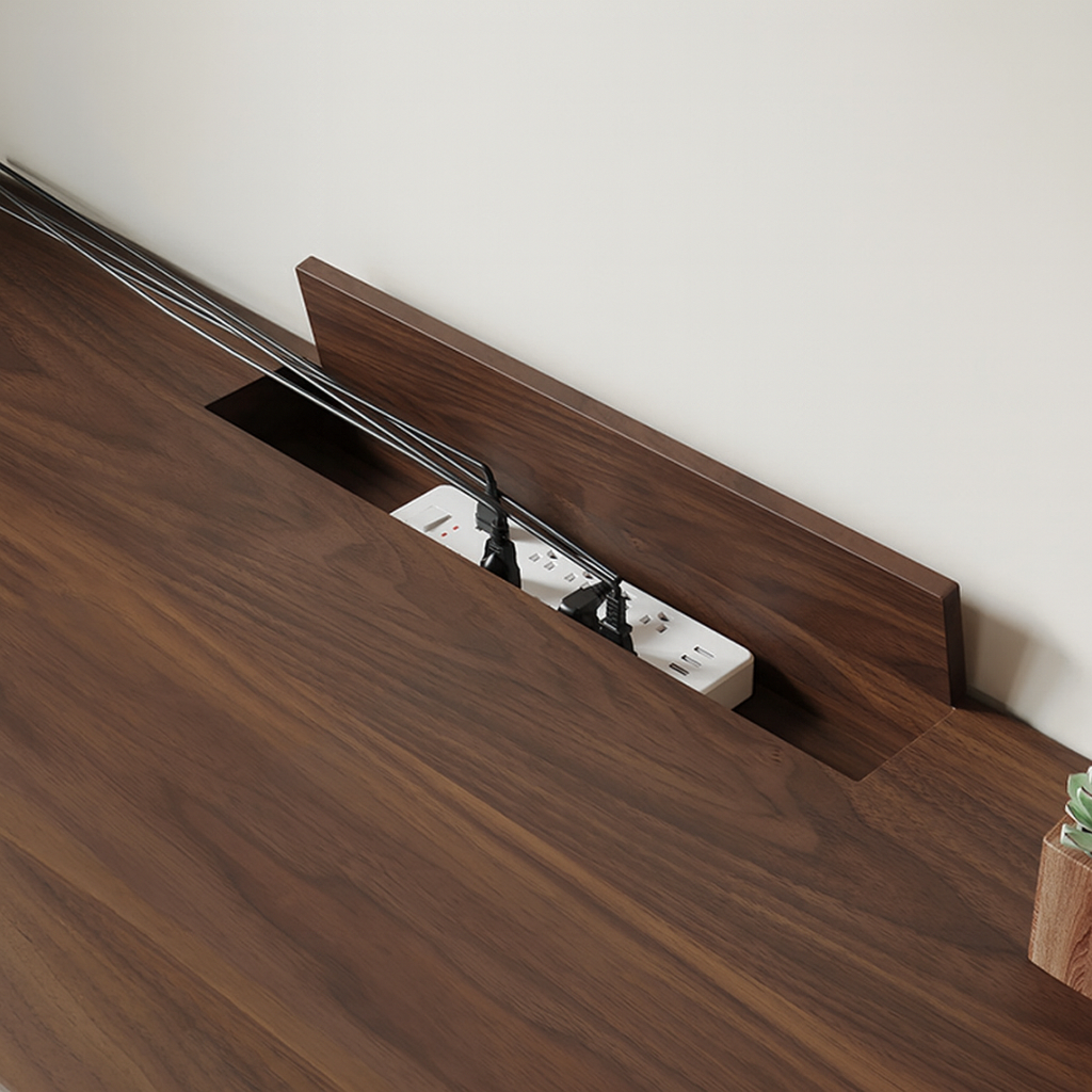 Modern Wooden Rectangular Height Adjustable Desk With Storage Drawers For Home Office