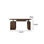 Modern Wooden Rectangular Height Adjustable Desk With Storage Drawers For Home Office