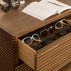 Modern Wooden Ribbed Drawer Dresser Cabinet For Bedroom