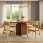 Modern Wooden Round Dining Table With Panel Base For Dining Room