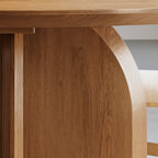 Modern Wooden Round Dining Table With Panel Base For Dining Room