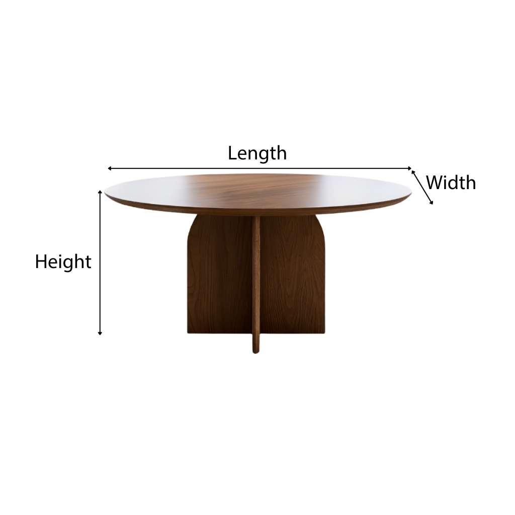 Modern Wooden Round Dining Table With Panel Base For Dining Room