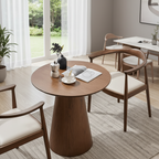 Modern Wooden Round Dining Table With Pedestal Base