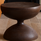 Modern Wooden Round Side Table With Hourglass Base For Living Room