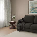 Modern Wooden Round Side Table With Hourglass Base For Living Room