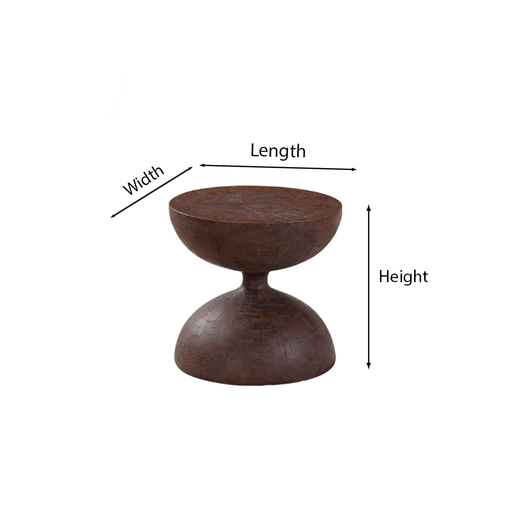 Modern Wooden Round Side Table With Hourglass Base For Living Room