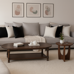 Modern Wooden Round Side Table With Sculptural Cut-Out Base