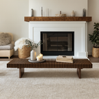 Modern Wooden Slatted Coffee Table For Living Room
