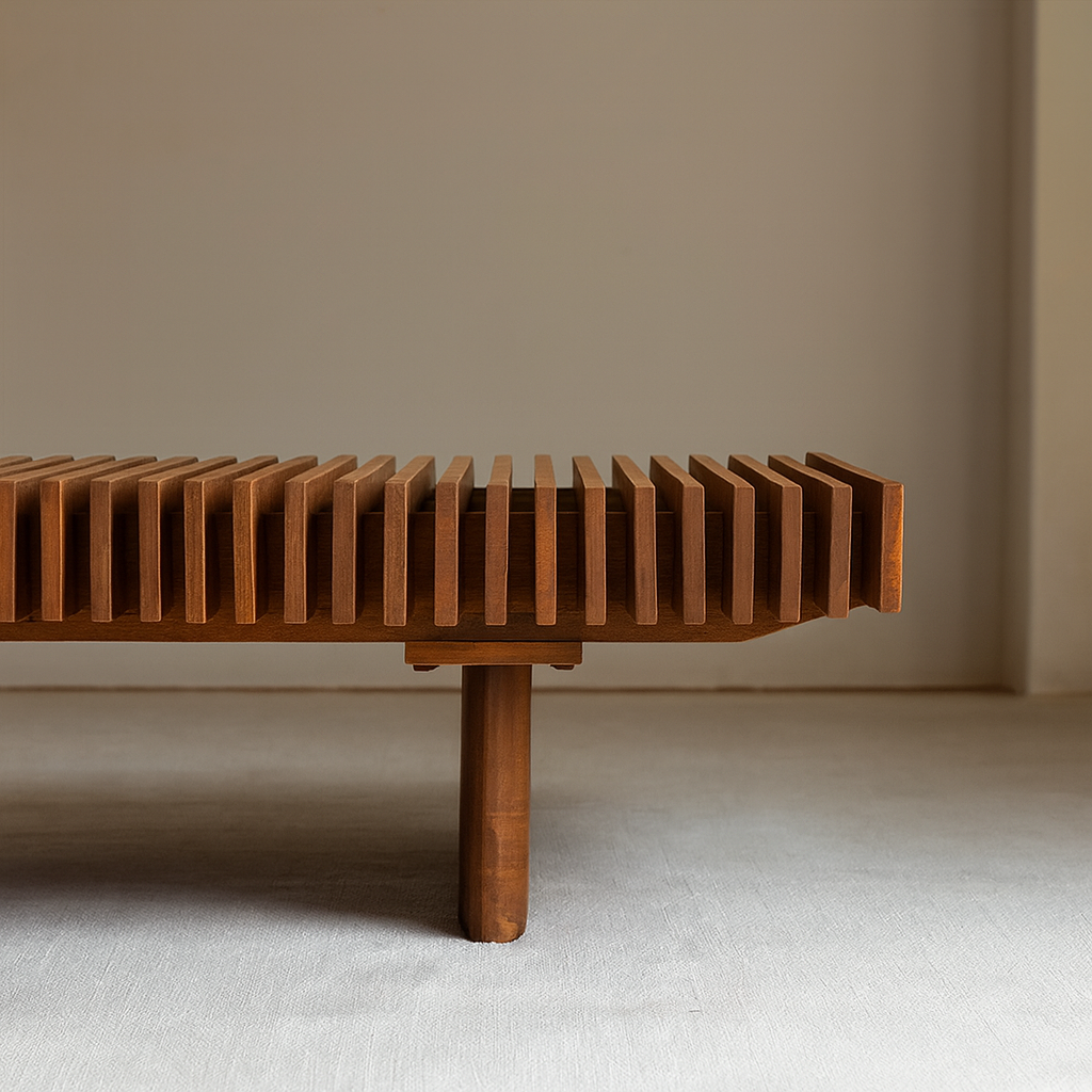 Modern Wooden Slatted Coffee Table For Living Room