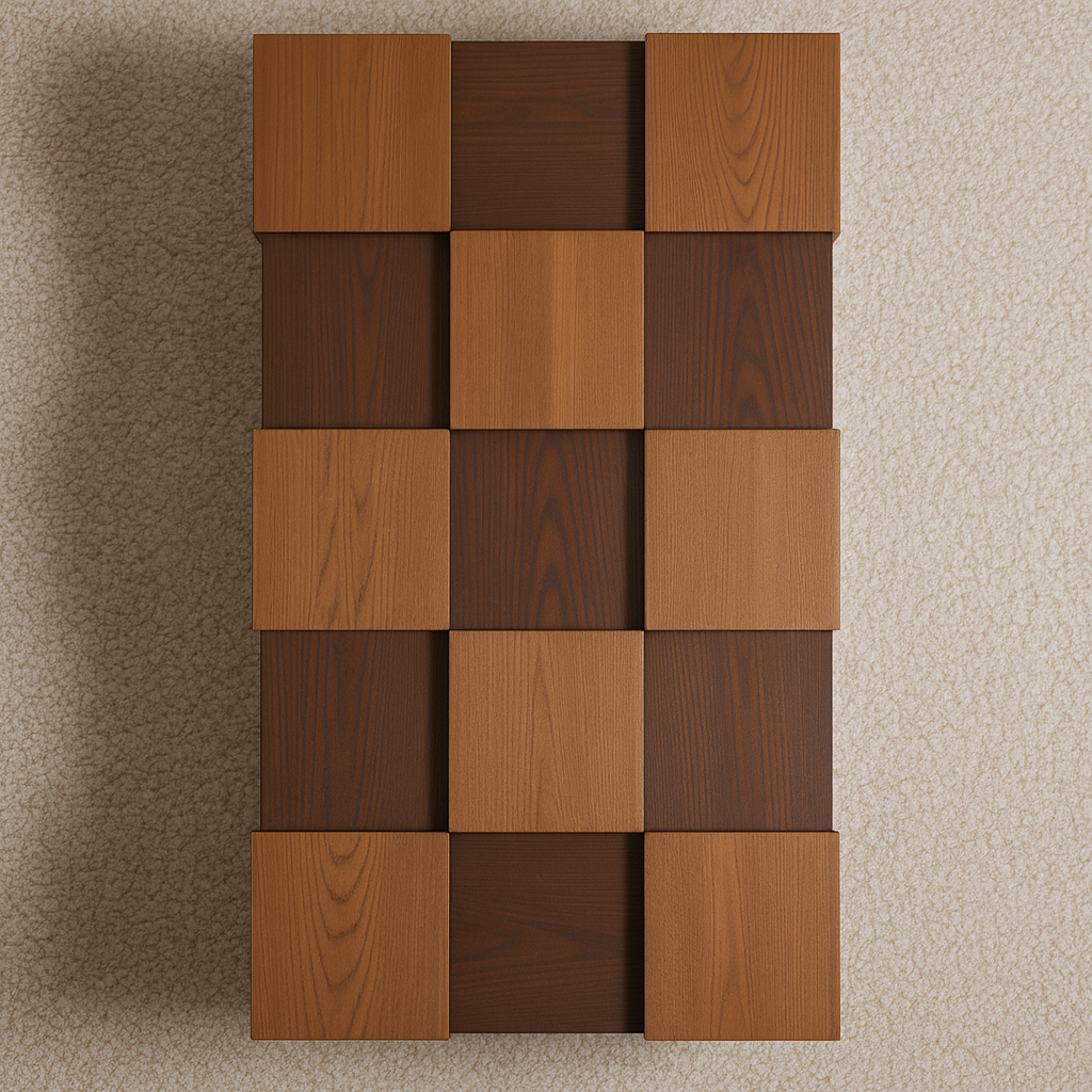 Modern Wooden Square Coffee Table With Block Base For Living Room