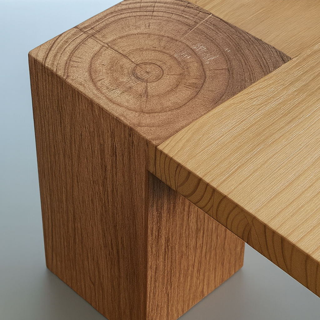 Modern Wooden Square Coffee Table With Block Legs For Living Room