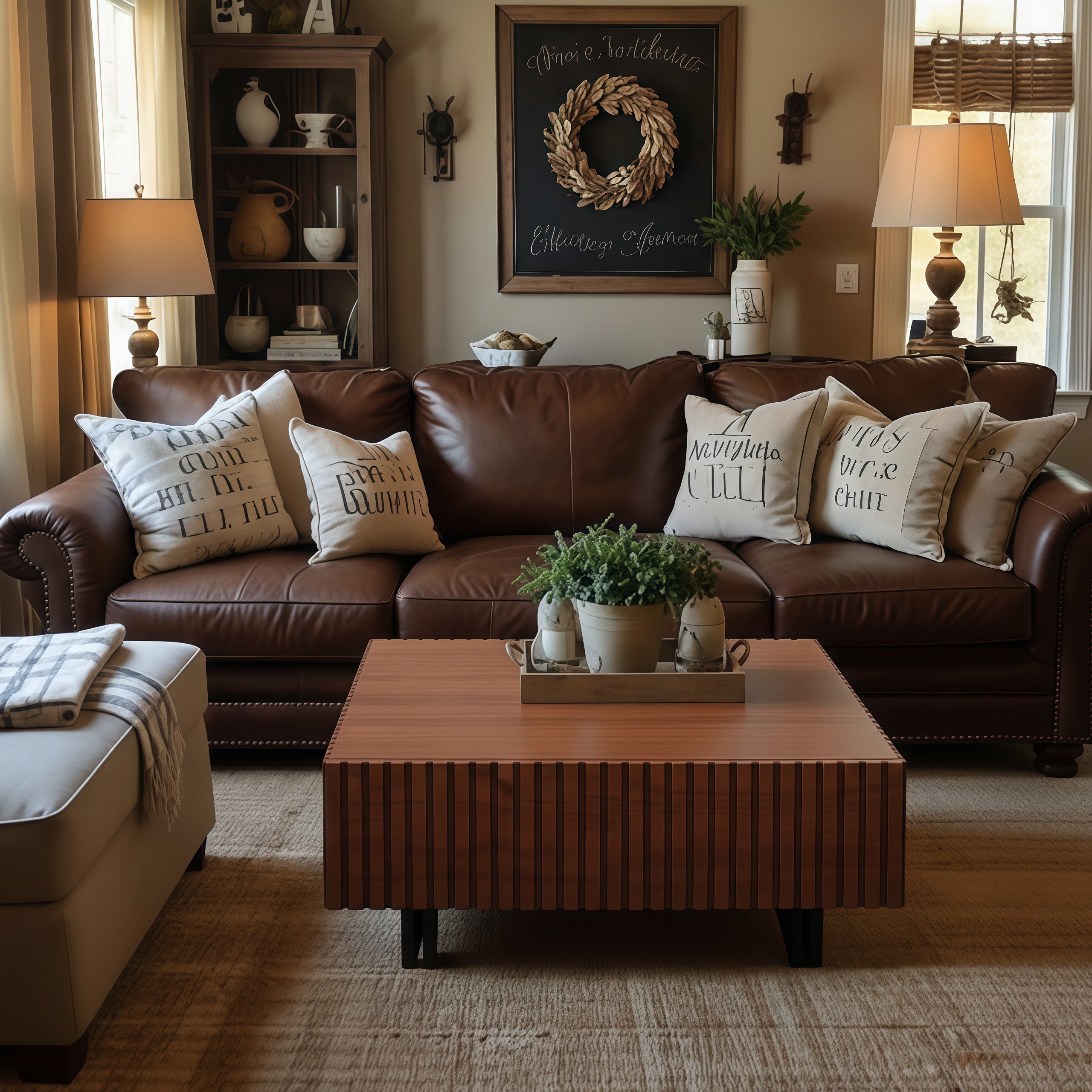 Modern Wooden Square Coffee Table With Fluted Detail For Living Room