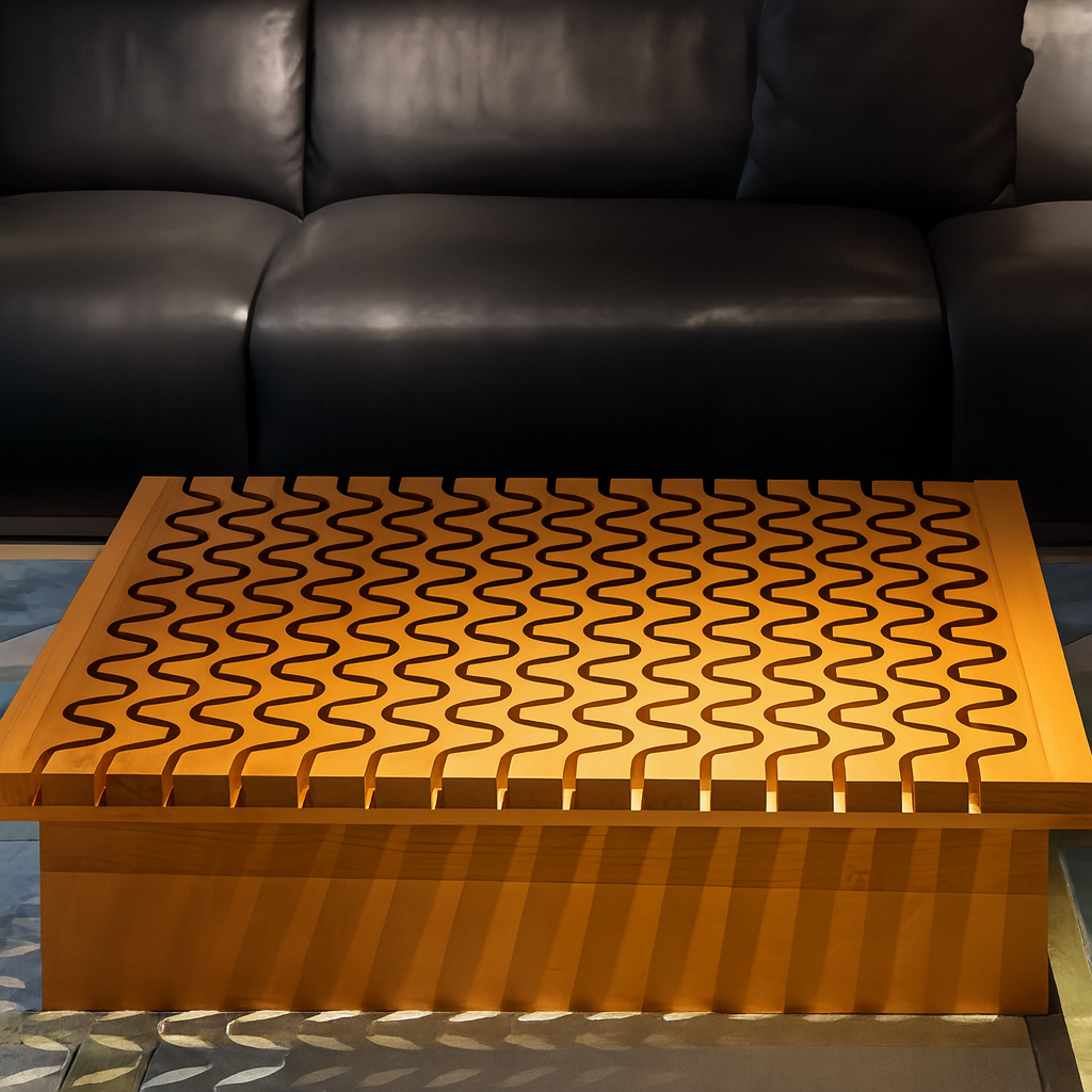 Modern Wooden Square Coffee Table With Patterned Top