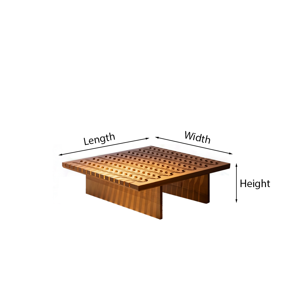 Modern Wooden Square Coffee Table With Patterned Top