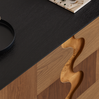 Modern Wooden Storage Cabinet With Wavy Inlay Front