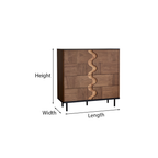 Modern Wooden Storage Cabinet With Wavy Inlay Front