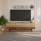 Modern Wooden TV Stand With Gradient Block Front