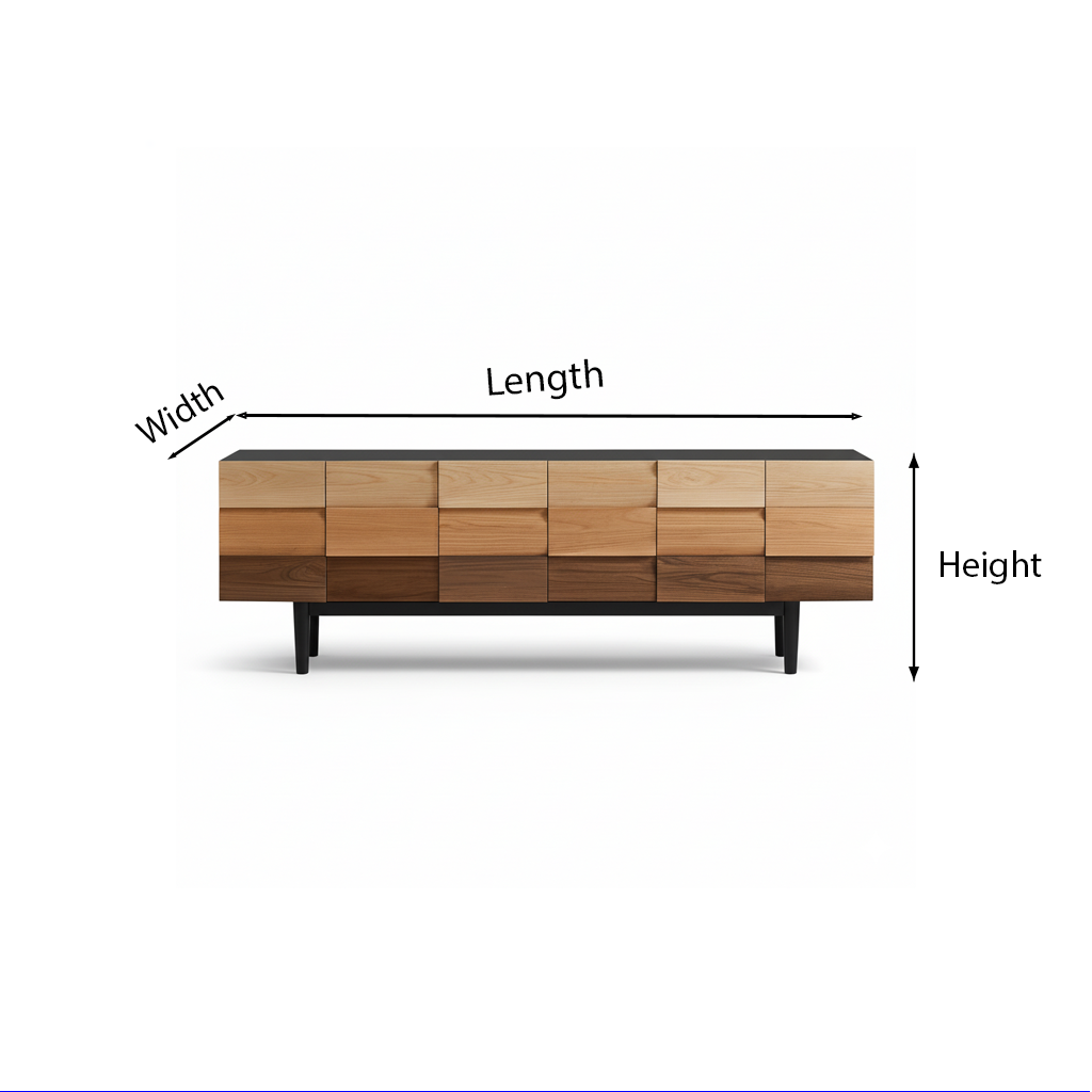 Modern Wooden TV Stand With Gradient Block Front