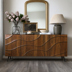 Modern Wooden Wave Front Cabinet For Living Room