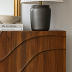 Modern Wooden Wave Front Cabinet For Living Room